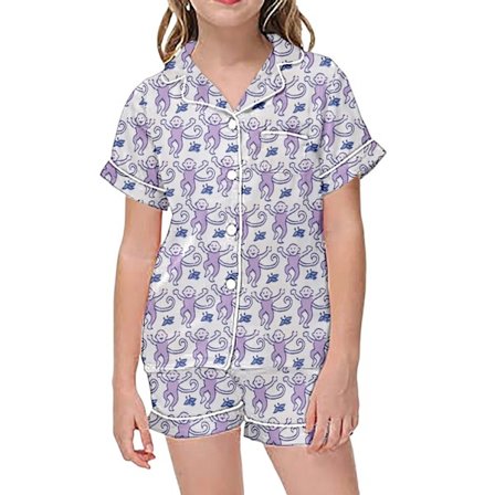 Barnens kanintryck pyjamas set, kortärmad T-shirt och shorts, 2 pyjamas