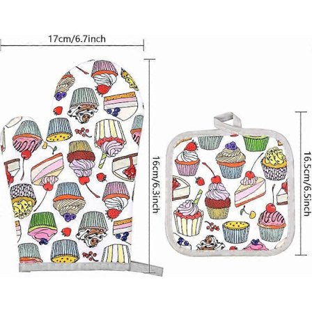 Mikroaaltouunikäsine ja patalappu, 17 x 17 cm / 26 x 16 cm