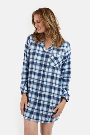 BRANDTEX - Natkjole - Blå Mix - ternet