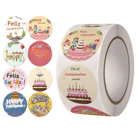 Grattis på födelsedagen klistermärken för presentförpackning, kuvertförslutnings etiketter, brevpapper, 500 stycken, 1 tum