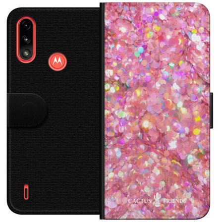 Kompatibel Tegnebogsetui til Motorola Motorola Moto E7 Power Cactus and Friends – PinkGlitter