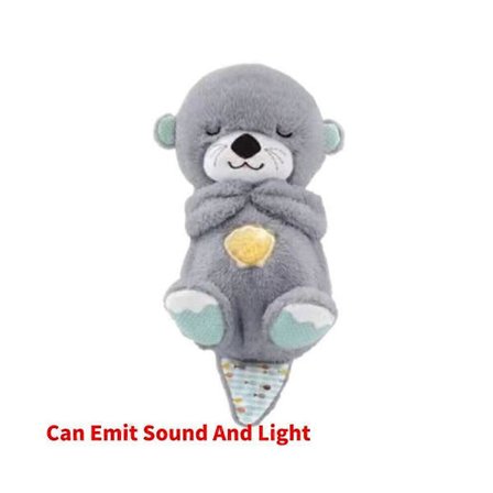 (Grå) Med Andningsrörelse Lugnande Sovande Uttern Leksak Musikalisk Fylld Bebis Leksak