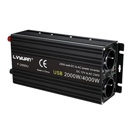 Bilinverter, DC 12V till AC 220V, Peak Power-alternativ 500W-4000W, USB-laddningsport,12V 220V 4000W
