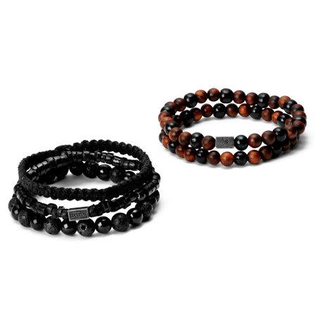 Set de 2 bracelets L' impeccable et Black on Black pour hommes - Bracelets de perles