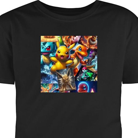 Lapsen t-paita Pokémon kollaasi - Pikachu, Eevee, Charmander ja ystävät värikkäässä motiivissa