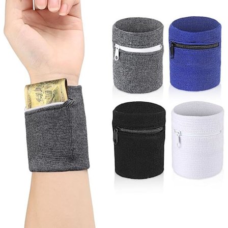 4 stk. håndledspung lynlås håndledstaske pung armbånd lomme håndled til kvinder mænd løb