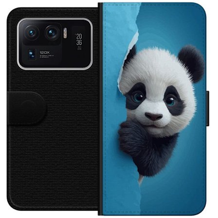 Yhteensopiva Lompakkokotelo Xiaomi Xiaomi Mi 11 Ultra Söpö panda, joka kurkistaa paperin läpi pehmeässä 3D-kuvituksessa