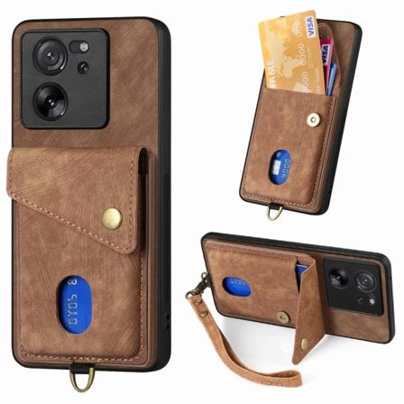 SKALO Xiaomi 13T/13T Pro PU-læder Cover med Pung - Brun Brown