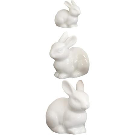 3 stk. Keramiske Miniature Kanin Figurine Mikro Tiny Mini Kanin Statue Påske Landskab Blomsterpot Mos Fe Have Ornamenter Dekoration