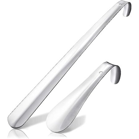 Skotrå, rustfritt stål, lang metall skotrå, pakke med 2 - 42 & 16 cm, lang rustfritt stål, veldig robust design, ideelt for reiser