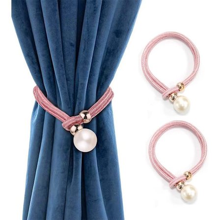2 st Gardinhållare (Rosa), Handgjorda Lyxiga Pärlkrokar Rep Gardintofs Hållare Rep Spänne Fönsterhållare Eleganta Dekorativa Hållare Mode
