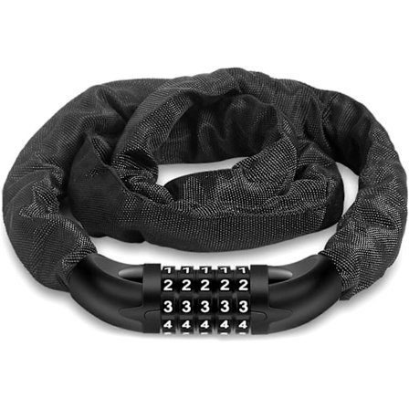 Tyverisikret cykelkæde med kode, cykellås tyverisikre kæder med 5-cifret adgangskode til cykel, motorcykel, dør, port (ShiKai)