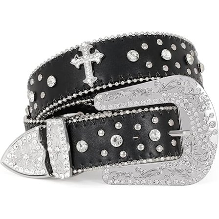 Rhinestensbælte til Mænd Kvinder Glitrende Bling Diamant Pailletbesat Bælte Western Cowgirl Cowboy Bælte