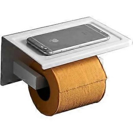 /EA/ Väggmonterad toalettpappershållare, silver, pappersrullehållare med hylla för telefon