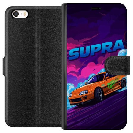 Yhteensopiva Lompakkokotelo Apple iPhone 5s Toyota Supra driftaamassa neonvärisellä savulla, nopeuden tunteella ja yöllisessä katukilpailuympäris