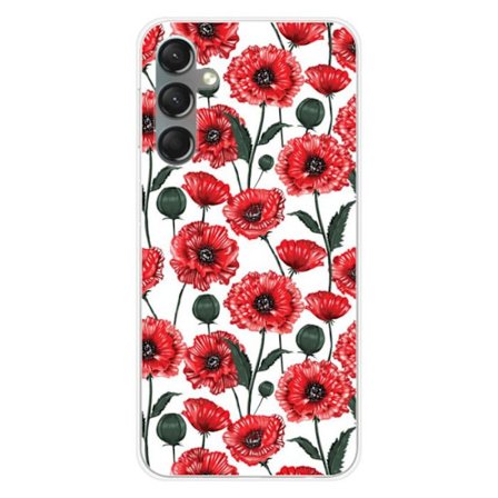 Siliconfodral - Kompatibel med Samsung Galaxy A24 4G - design med vallmo blomster