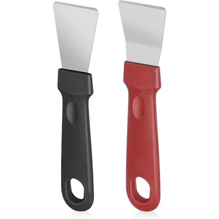 Rengöringsskrapa - Skrapa för ugn - Spis - Induktion - Frys - Rostfritt stål - För rengöring av köket - 15,3 x 3,4 CM - 2 stycken