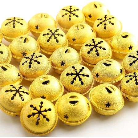 24 stk gull Jingle Bells til håndverk 4 cm metall juleklokker Gold