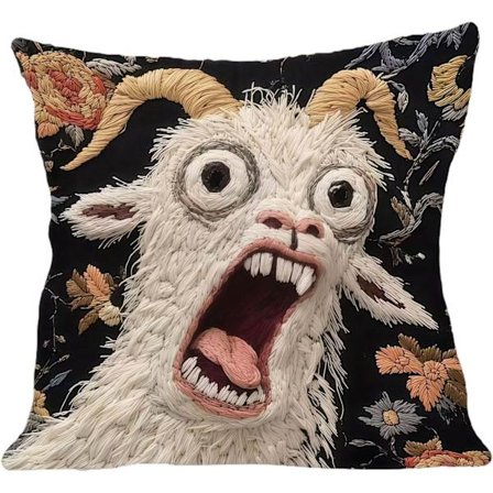 Sjovt Skrigende Ged Pudebetræk | 45x45cm Lynlås Pudebetræk | Blødt dekorativt pudebetræk egnet til sofaer, stuer og boligindretning.