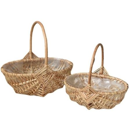 Blomkorg Shoppingkorg Handgjord Rottingvävd Korg Pastoral Stil Bärbar Vävd Korg