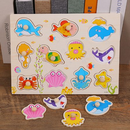 Handgripbrädor Leksaker Träpussel 8 8 8