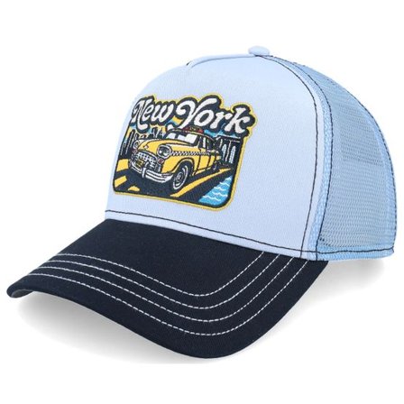 JJ Hats - Grå trucker Keps - Yellow Cab Black/Light Blue A-Frame Trucker @ Hatstore