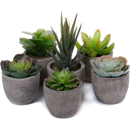 6 st konstgjorda växter inomhus, konstgjorda växter dekoration med kruka, små gröna konstgjorda suckulenter, mini falska växter Ar