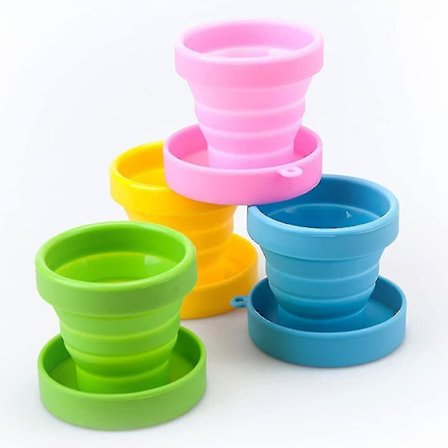 Set med 4 hopfällbara koppar Silikon Camping Vikbara koppar Bärbara hopfällbara silikonkoppar
