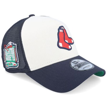 New Era - MLB Vit trucker Keps - Hatstore Exclusive x Boston Red Sox Patch 9FORTY White/Navy A-frame Trucker @ Hatstore
