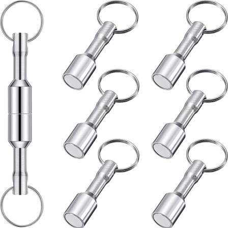 Sæt med 6 Magnetiske Nøgleringe i Metal Magnetiske Nøgleringe Lommemagnetiske Nøgleringe med Splitsring Smykketestmagneter til Metalgenbrugere, 