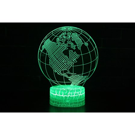 Globus 3D natlys med fjernbetjening og smart touch, 16 farver