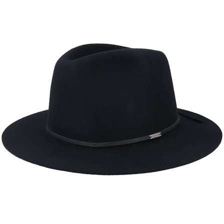 Brixton - Sort fedora Hat - Wesley Black Fedora @ Hatstore