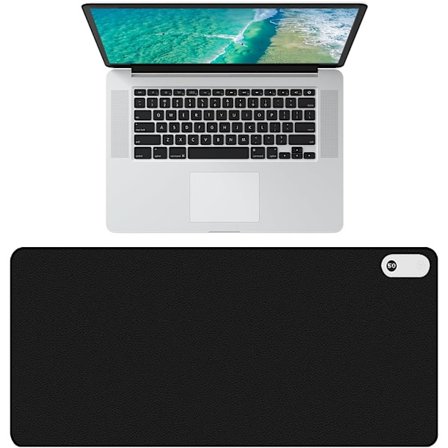 Oppvarmet musematte for kontor, 80 x 33 cm stor, skrivebordsmatte med håndvarmer og 5 temperaturinnstillinger for hjemmekontor og gaming (svart)