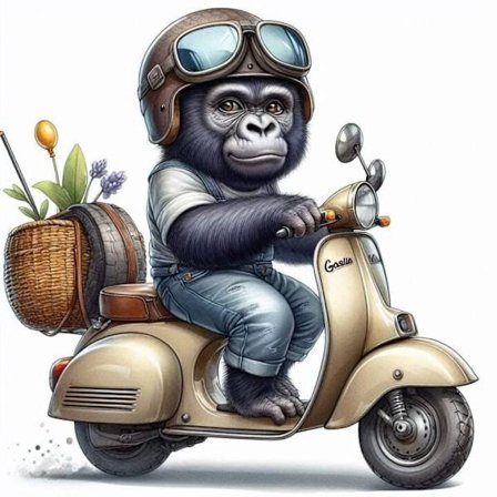 Djur på Moped Affisch A4