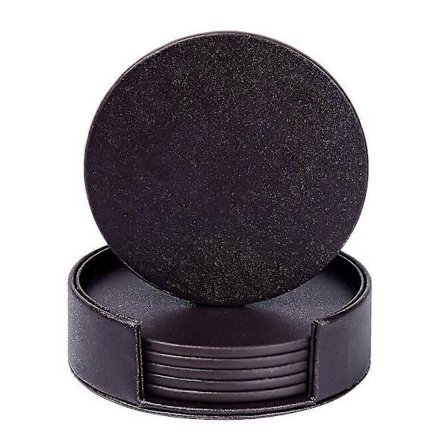 6-pakning drikkebrikker, underlag i skinn med holder, beskytter møbler mot skader - Brun (FMY)