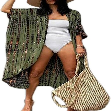Strandklänning Dam Sommar Kimono Bikini Cover Up Tunika Kofta