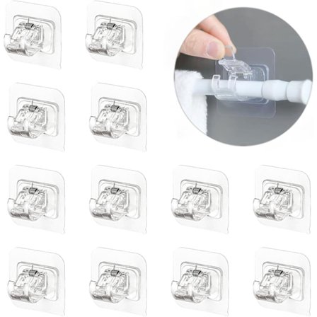 12 stk Gardinstangsbeslag Uden Boring Gardinstangs Holdere, Selvklæbende Gardinstangsbeslag, Selvklæbende Gardinstangs Holdere til Soveværelse, Køkken