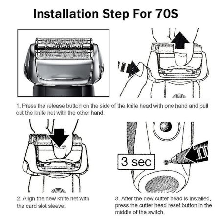 Ersättningshuvud för Braun Series 7 Elektrisk Rakapparat 70s—yux