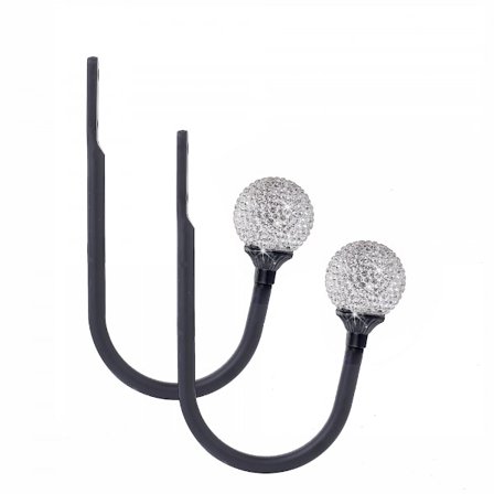 Gardinomtag, 2 st Väggmonterade Draperihållare med Kristallkula, Kraftiga Dekorativa Fönsterdraperihållare i Metall (Vit)