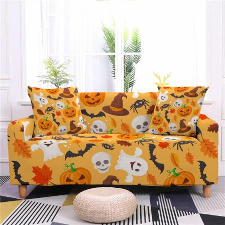 Printed sohvan cover - Halloween Pumpkin Stretch liukumattomat sohvapäälliset olohuoneeseen L-muotoiset 4-paikkaiset, tyyli E, 4 istuttava 235-300 cm 