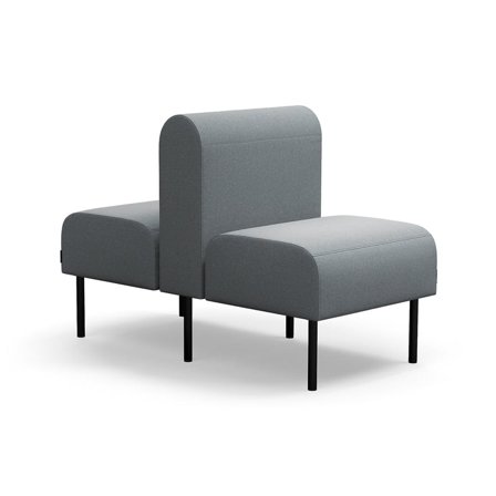 Modular sofa VARIETY, 1-seater, double, fabric Pod CS, silver grey
