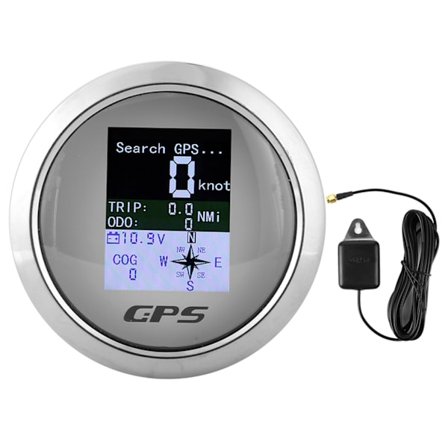 85mm GPS Speedometer Marine Båt Ingeniør Vanntett Digital Måler Hvit Skive