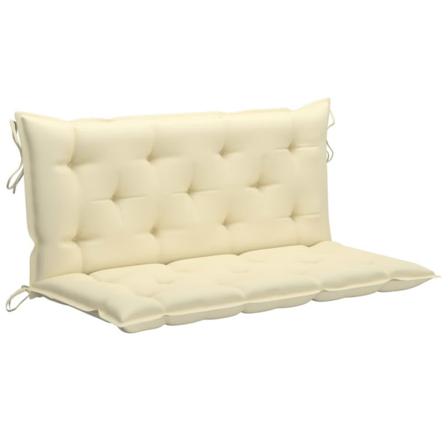 Vidaxl Gungbänk Med Gräddvit Dyna 120 Cm Massiv Teak Vit