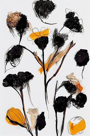 Pelcasa - Plakat Black Dry Flowers - Beige - Posters - Fra Homeroom