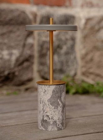Asteria Move mini oppladbar bordlampe - grå/messing