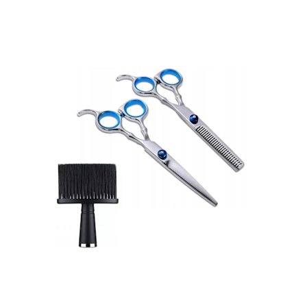 Profesionellt frisörkit med saxar och borste