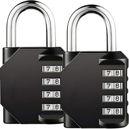 4-sifret kombinasjonshengelås, 2-pakning kodehengelås 4-sifret rustfri og vanntett