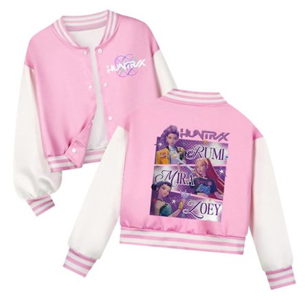 K-Pop Demon Hunters Barn Baseball Jacka Huntrix Grupp Topp Anime Y2K Streetwear Bomber Jacka för Pojkar & Flickor??