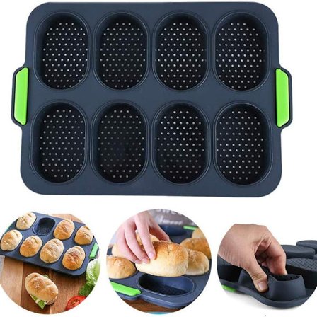 Minibaguettebakplåt, brödkrispningsbricka, non-stick hålpanna, för