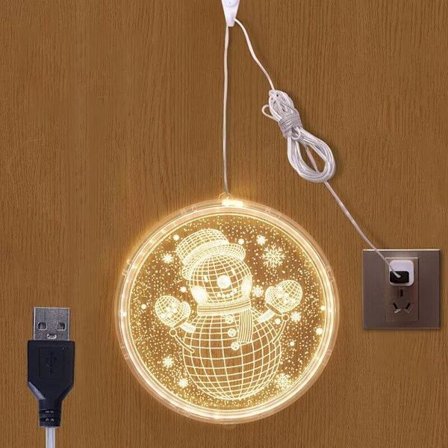 Julevindueslys Dekorationer, Juledekoration LED Lille Lanterne Hjem Dekoration Festlig Rum Arrangement (Snemand) - USB Type